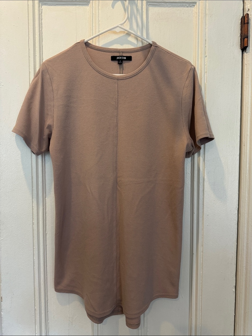 JACKSON Short Sleeve Crewneck Top in Light Taupe